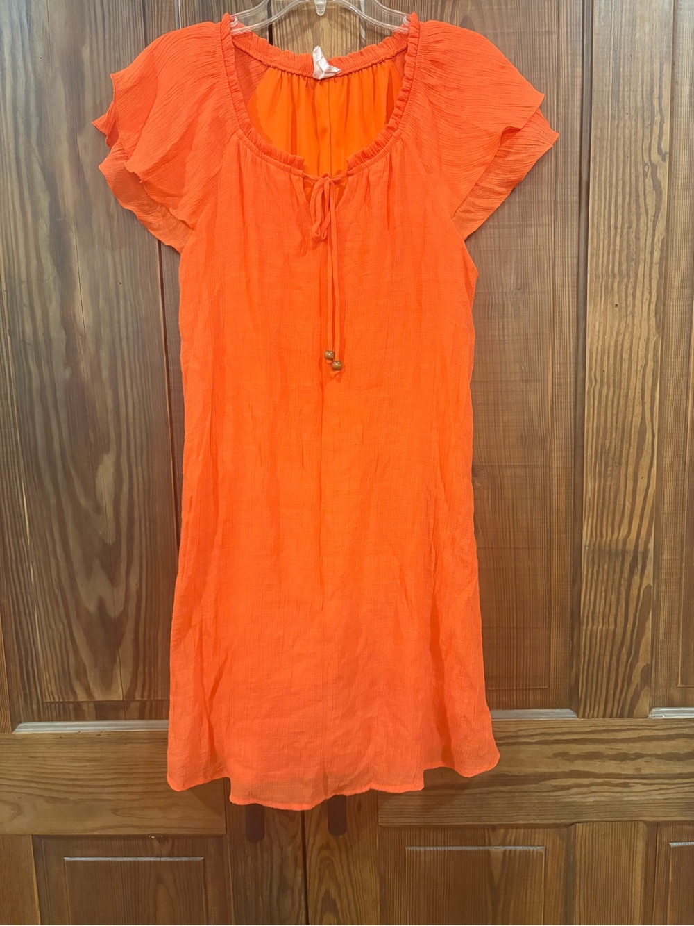 NAIF Orange Ruffle Sleeve Midi Dress